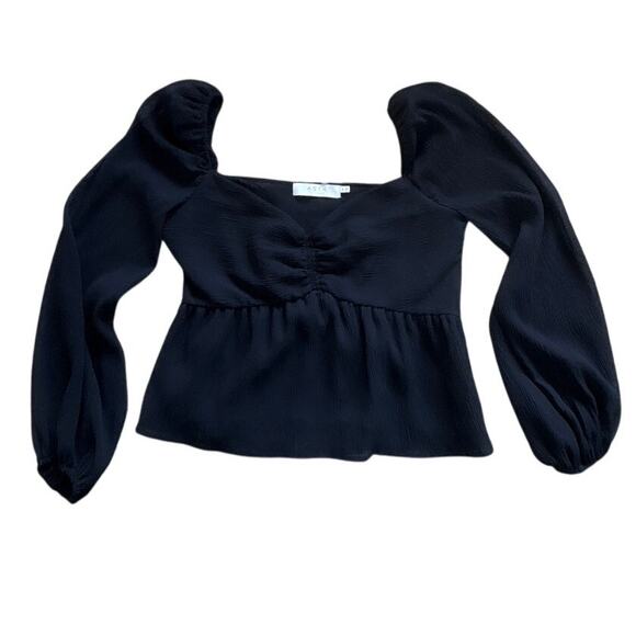 ASTR The Label Black Peplum Top S – Puff Sleeve Sweetheart Holiday - Picture 4 of 6